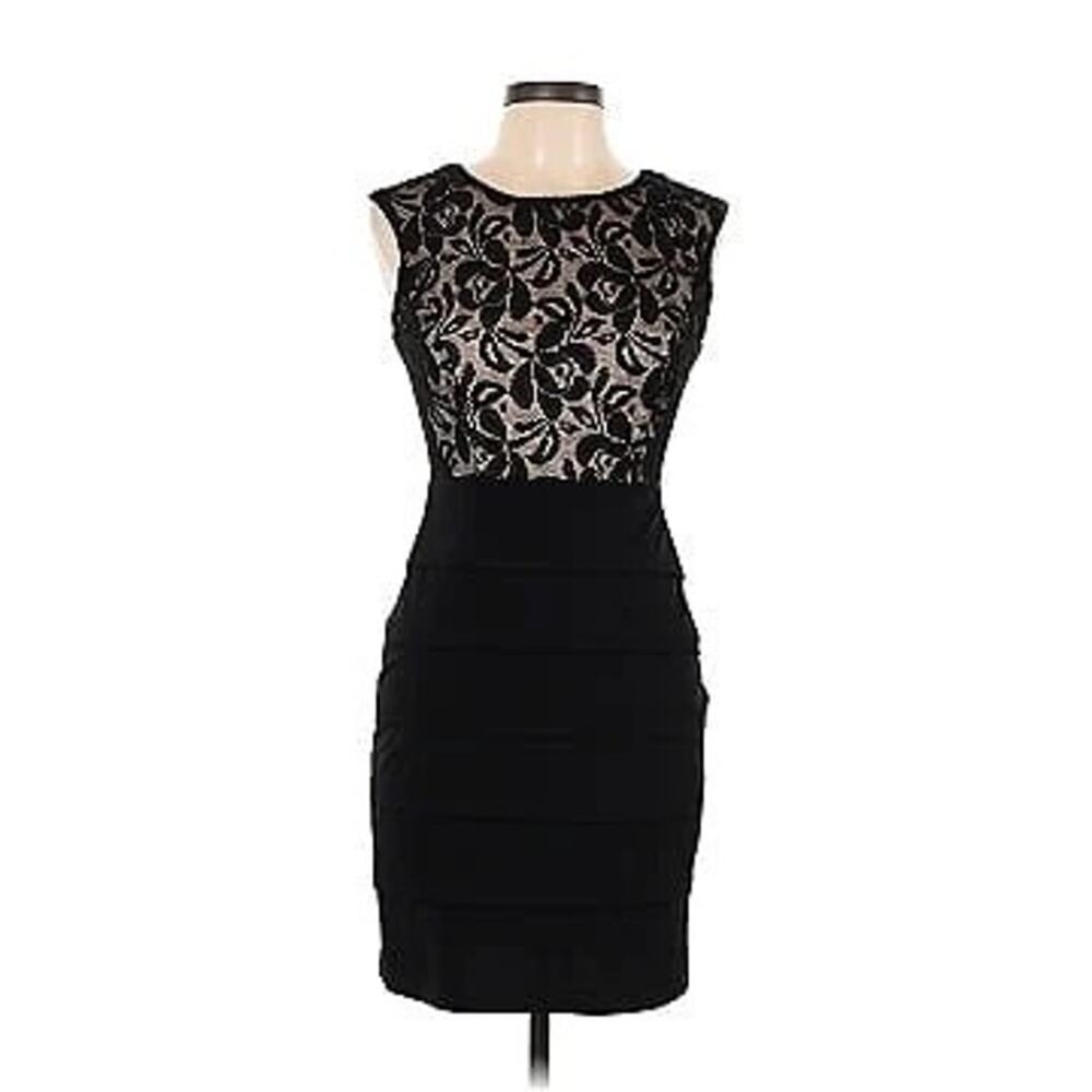 Enfocus Studios LBD Black Lace Princess Bodice V-Back  Bandage Skirt Sz 10